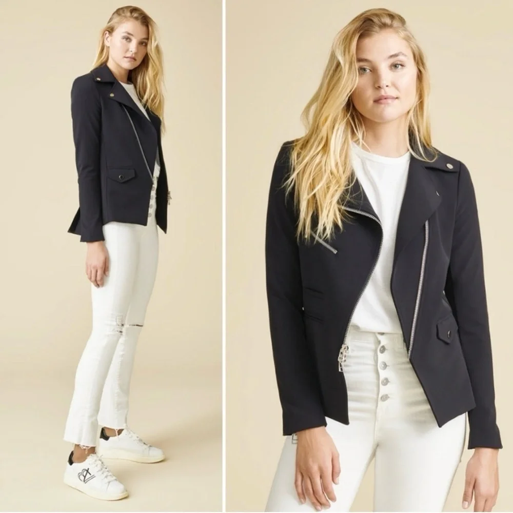 NWOT Veronica Beard Scuba Hadley Jacket Coat Black Size 10/ Large Moto - Picture 5 of 12